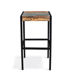 Tabouret industriel en bois de récupération et fer - (H26 x L14 x P14) - Naturel - Timbergirl
