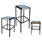 Tabouret industriel en bois de récupération et fer - (H26 x L14 x P14) - Naturel - Timbergirl