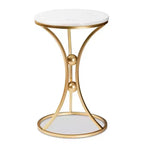 Baxton Studio Tarmon - Table d'appoint en métal avec plateau en marbre or : Design chic et symétrique, aucun assemblage requis