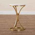 Baxton Studio Tarmon - Table d'appoint en métal avec plateau en marbre or : Design chic et symétrique, aucun assemblage requis