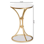 Baxton Studio Tarmon - Table d'appoint en métal avec plateau en marbre or : Design chic et symétrique, aucun assemblage requis