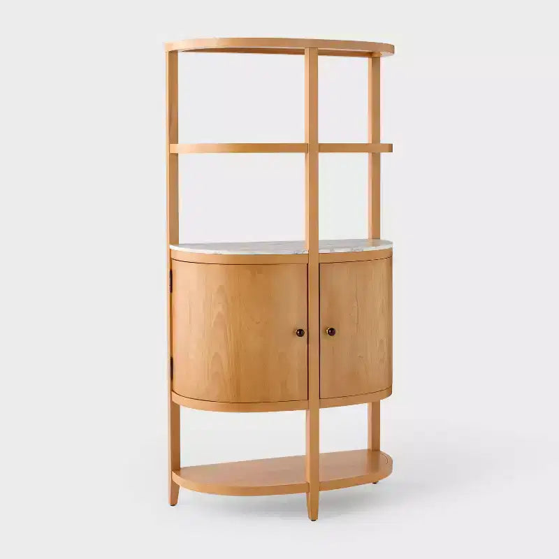 68" Tall Curved Storage Cabinet with Shelves and Real Marble Stone - Threshold™ designed with Studio McGee