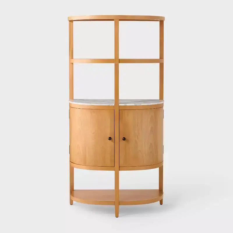 Meuble de rangement incurvé de 172,72 cm de haut avec étagères et pierre de marbre véritable - Threshold™ conçu avec Studio McGee