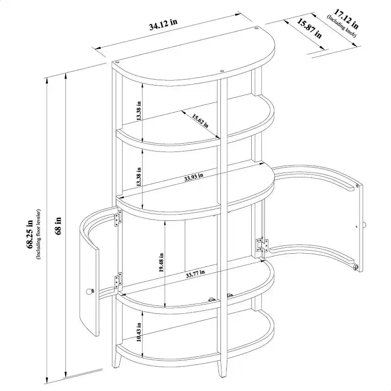 Meuble de rangement incurvé de 172,72 cm de haut avec étagères et pierre de marbre véritable - Threshold™ conçu avec Studio McGee