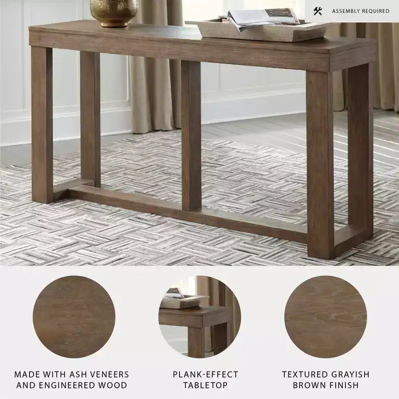 Cariton Sofa/Console Table Gray - Signature Design by Ashley: Plank-Effect, Farmhouse Style