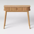 Adelpha Console Table with Sliding Doors Natural - Threshold™: Rubberwood Frame, Ash Veneer, Entryway Storage