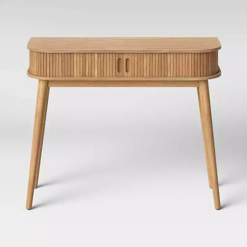 Adelpha Console Table with Sliding Doors Natural - Threshold™: Rubberwood Frame, Ash Veneer, Entryway Storage