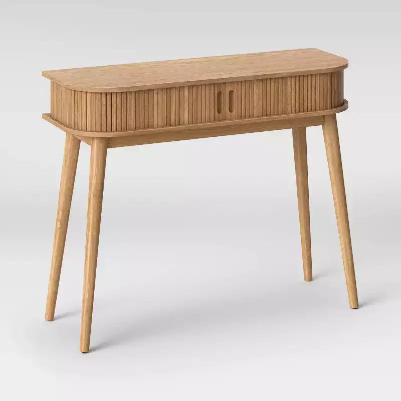 Console Adelpha avec portes coulissantes naturel - Threshold™ : Cadre en bois d'hévéa, placage de frêne, rangement d'entrée