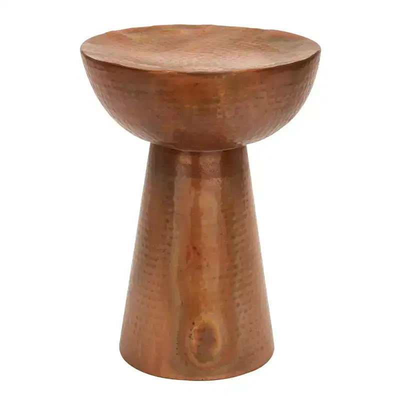 Metal Pedestal Stool Flat Top Copper - Olivia & May: Vintage Iron Drum Table, No Assembly Required