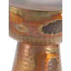 Metal Pedestal Stool Flat Top Copper - Olivia & May: Vintage Iron Drum Table, No Assembly Required