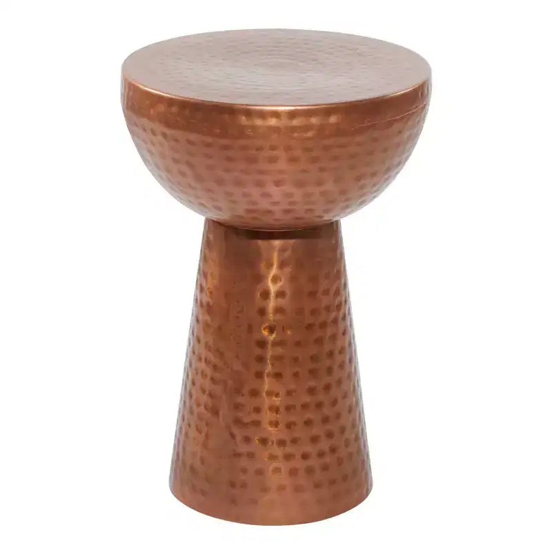 Metal Pedestal Stool Flat Top Copper - Olivia & May: Vintage Iron Drum Table, No Assembly Required