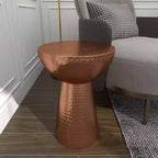 Metal Pedestal Stool Flat Top Copper - Olivia & May: Vintage Iron Drum Table, No Assembly Required