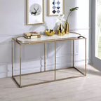 Denban Faux Marble Sofa Table White Marble/Champagne - miBasics