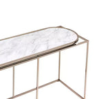 Denban Faux Marble Sofa Table White Marble/Champagne - miBasics