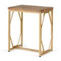 13" Ebsen Metal and Wood Accent Table Natural/Gold - WyndenHall: Sturdy Mango Wood, Powder-Coated Frame, AXCMTBL-13