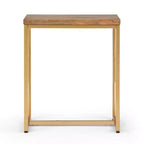 Table d'appoint Ebsen Métal et Bois Naturel/Doré 13" - WyndenHall : Bois de mangue robuste, Cadre thermolaqué, AXCMTBL-13