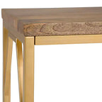 Table d'appoint Ebsen Métal et Bois Naturel/Doré 13" - WyndenHall : Bois de mangue robuste, Cadre thermolaqué, AXCMTBL-13