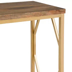 Table d'appoint Ebsen Métal et Bois Naturel/Doré 13" - WyndenHall : Bois de mangue robuste, Cadre thermolaqué, AXCMTBL-13