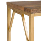 Table d'appoint Ebsen Métal et Bois Naturel/Doré 13" - WyndenHall : Bois de mangue robuste, Cadre thermolaqué, AXCMTBL-13