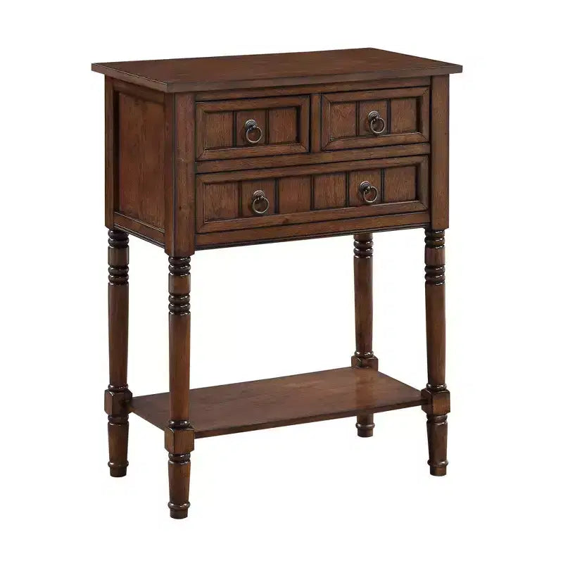 Kendra Hall Table Dark Oak - Breighton Home: 3-Drawer, Shelf, Space-Saving Design