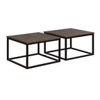 27.5" Set Of 2 Arcadia Acacia Wood Square Coffee Tables Antiqued Mocha - Alaterre Furniture: Industrial Style, Trestle Base