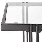 Table basse Lifestorey Folio métal et verre Noir : Style urbain, 2 niveaux, étagère en verre trempé, finition thermolaquée