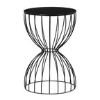 Cami Side Table Noir Black - Adore Decor: Round Metal Frame, MDF Top, Powder-Coated Finish, 23.62" Height, 15.75" Width