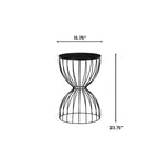 Cami Side Table Noir Black - Adore Decor: Round Metal Frame, MDF Top, Powder-Coated Finish, 23.62" Height, 15.75" Width