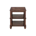 21" Bridgton Square Wood End Table with 2 Shelves Cherry - Alaterre Furniture: Mid-Century Style, Pine Material