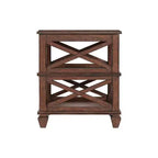Table d'appoint carrée en bois Bridgton de 21 po avec 2 étagères cerisier - Meubles Alaterre : Style Mid-Century, Matériau Pin
