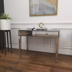 Glam Miroir et Bois Console Table Bureau Argent - Olivia & May