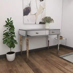 Glam Miroir et Bois Console Table Bureau Argent - Olivia & May