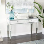 Glam Miroir et Bois Console Table Bureau Argent - Olivia & May