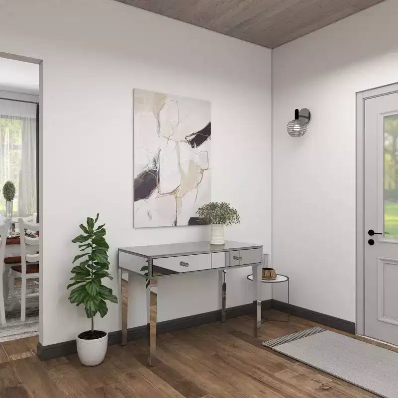 Glam Miroir et Bois Console Table Bureau Argent - Olivia & May