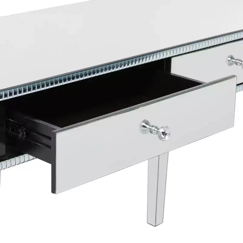 Glam Miroir et Bois Console Table Bureau Argent - Olivia & May
