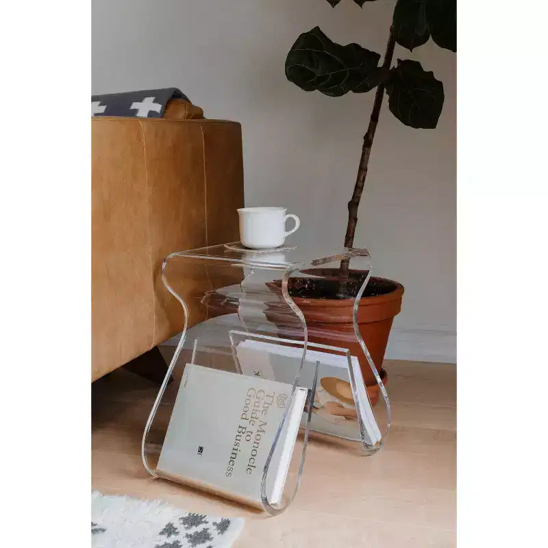 Tabouret et porte-revues Magino Transparent - Umbra : Acrylique incassable, aucun assemblage requis