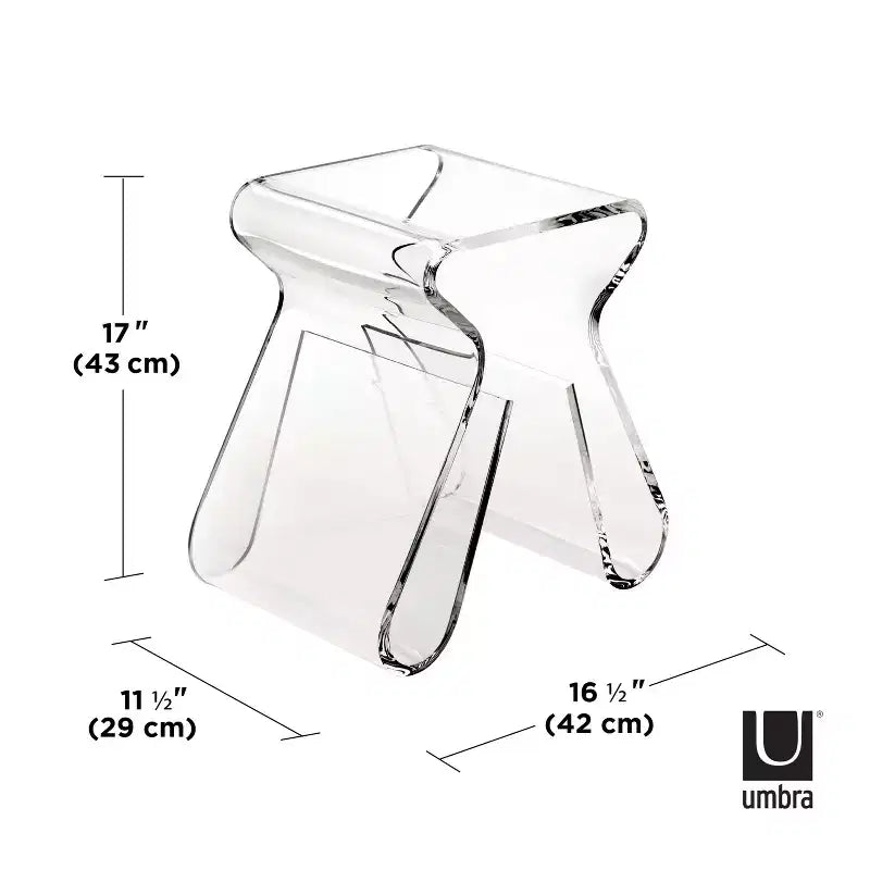 Tabouret et porte-revues Magino Transparent - Umbra : Acrylique incassable, aucun assemblage requis