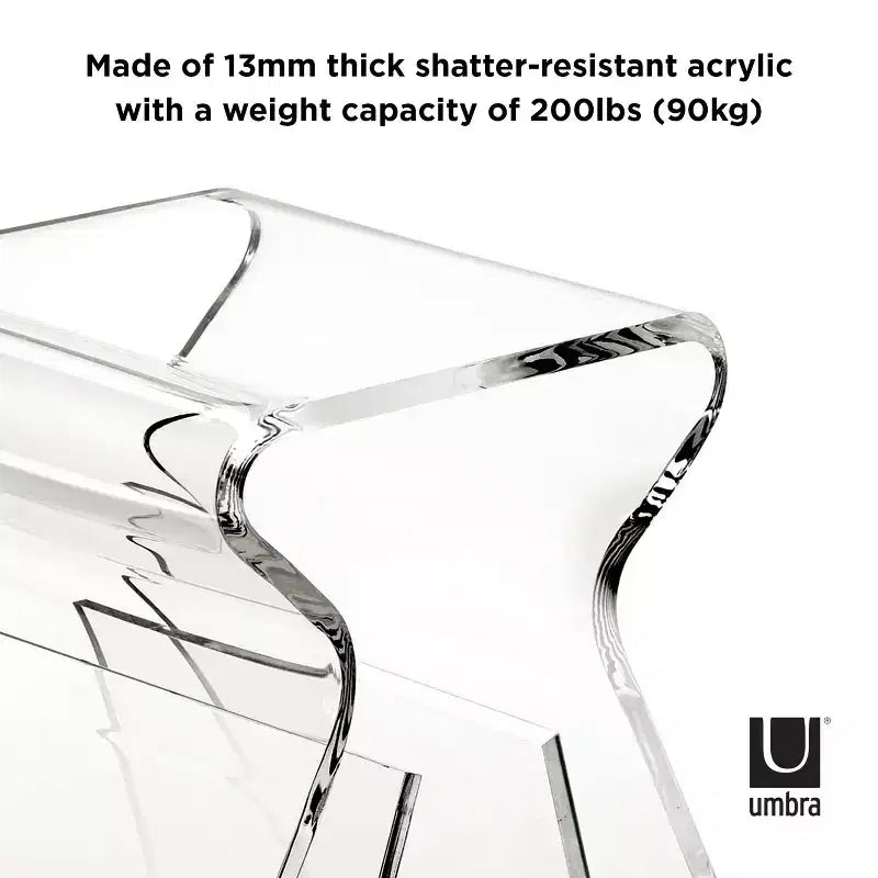 Tabouret et porte-revues Magino Transparent - Umbra : Acrylique incassable, aucun assemblage requis