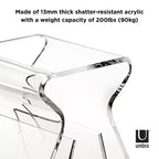 Tabouret et porte-revues Magino Transparent - Umbra : Acrylique incassable, aucun assemblage requis