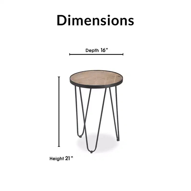 Farmhouse Side Table Metal Brown/Black- ClickDecor