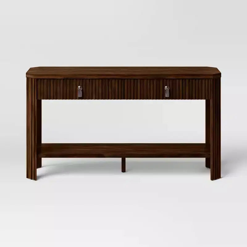 Table console cannelée en bois Laguna Nigel 60 po marron - Threshold™ conçue avec Studio McGee