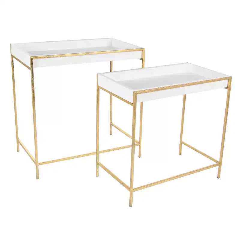 Set of 2 Contemporary Metal Console Tables Gold - Olivia & May