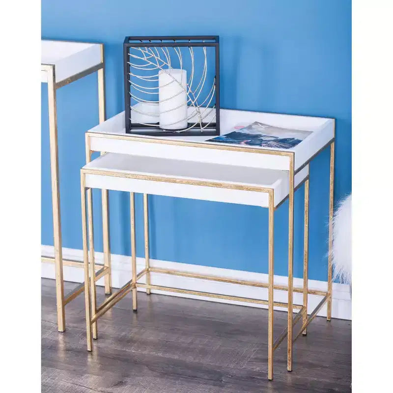 Ensemble de 2 Consoles Modernes en Métal Doré - Olivia & May