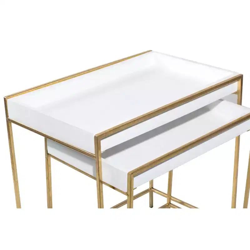 Ensemble de 2 Consoles Modernes en Métal Doré - Olivia & May