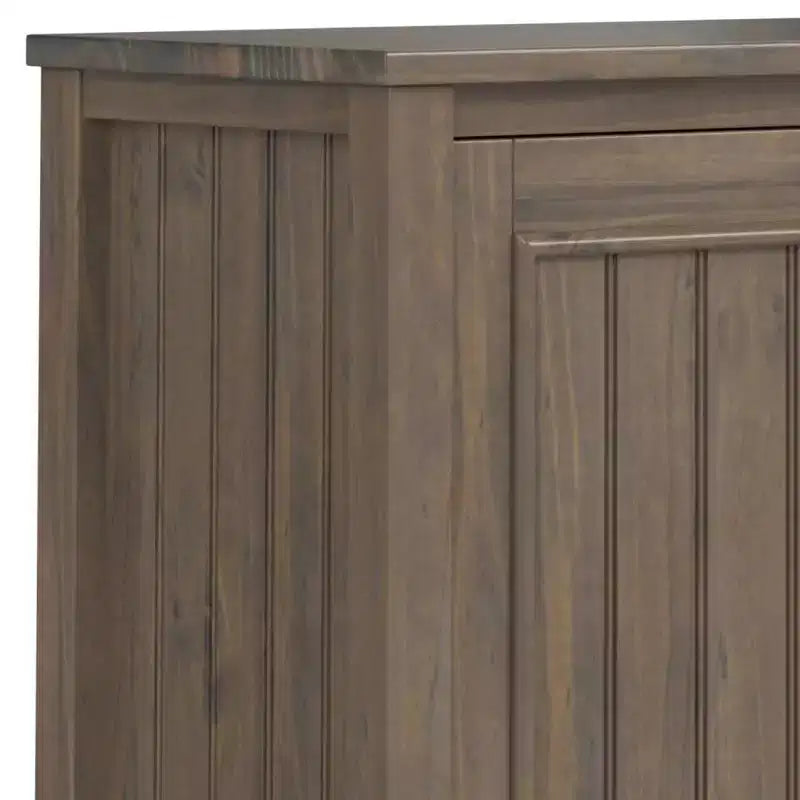 Meuble de rangement bas Rowan brun fumé - Wyndenhall : accent contemporain, étagères fixes, pin et contreplaqué
