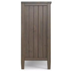 Meuble de rangement bas Rowan brun fumé - Wyndenhall : accent contemporain, étagères fixes, pin et contreplaqué