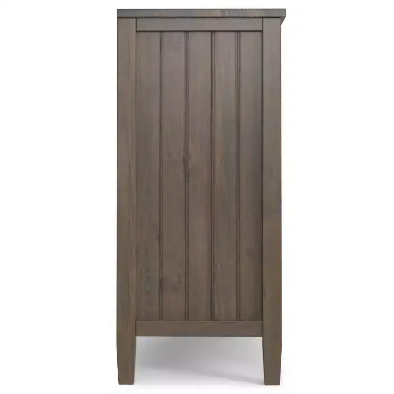 Meuble de rangement bas Rowan brun fumé - Wyndenhall : accent contemporain, étagères fixes, pin et contreplaqué