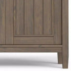 Meuble de rangement bas Rowan brun fumé - Wyndenhall : accent contemporain, étagères fixes, pin et contreplaqué