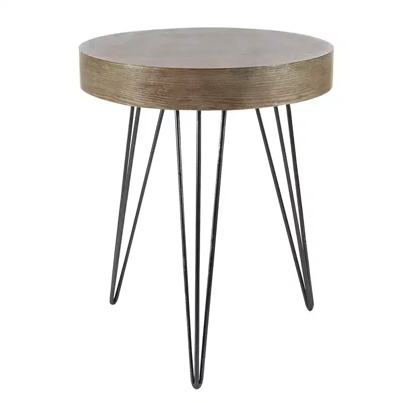 Olivia & May Modern Accent Table Brown: Round Wood Top, No Assembly, MDF Frame