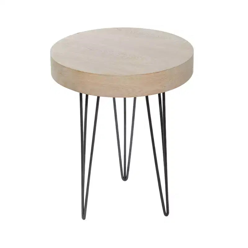 Table d'appoint moderne Olivia & May marron : plateau rond en bois, aucun assemblage requis, cadre en MDF
